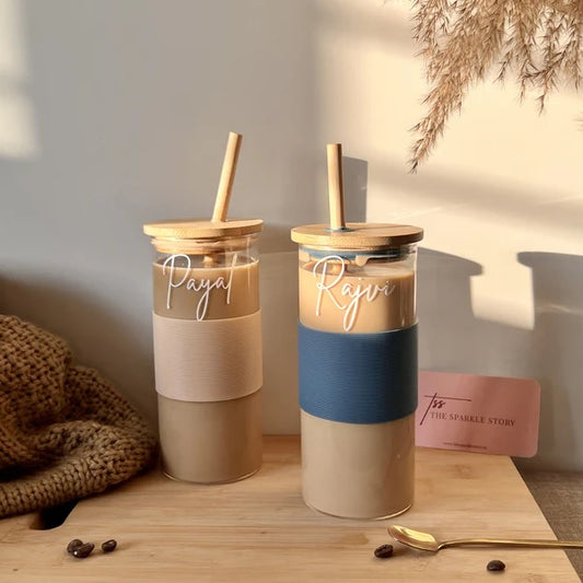 Personalized Tumbler with Bamboo Lid and Straw