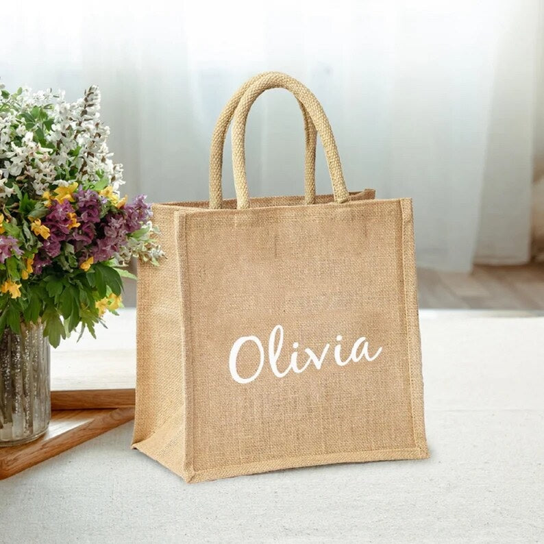 Personalized Beach jute Bag with Name – TheTrulyCustom