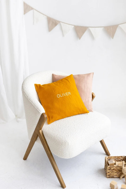 Personalized Linen Pillow Cover with Name