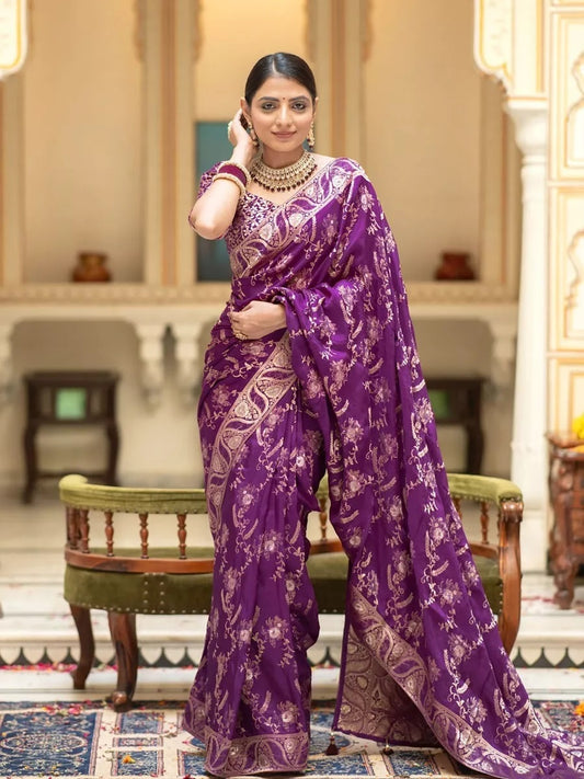 Women's Wear Banarasi Soft Silk Saree & Blouse
