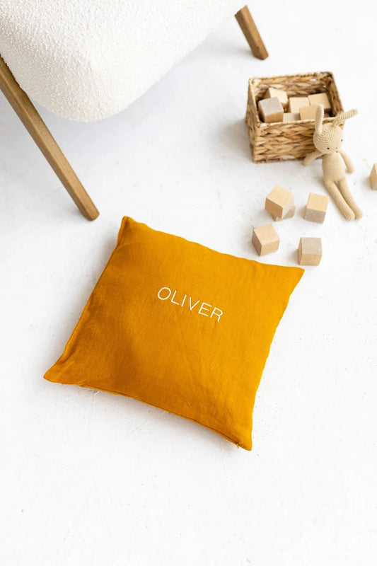 Personalized Linen Pillow Cover with Name