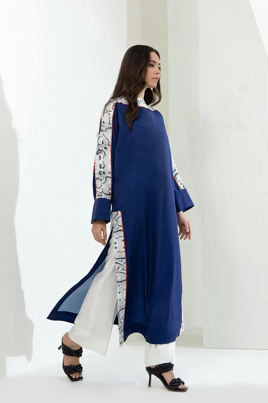 Blue Viscose Rayon Occasion Wear Women's Long Kaftan