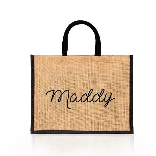 Custom Name Jute Tote Bag