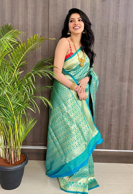 Designer Classic Look Pure Silk Saree, Indian Wedding Sari Blouse