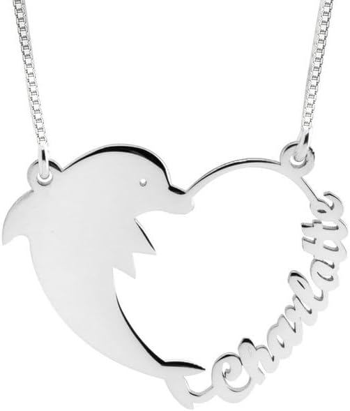 Personalized Dolphin Heart Name Necklace