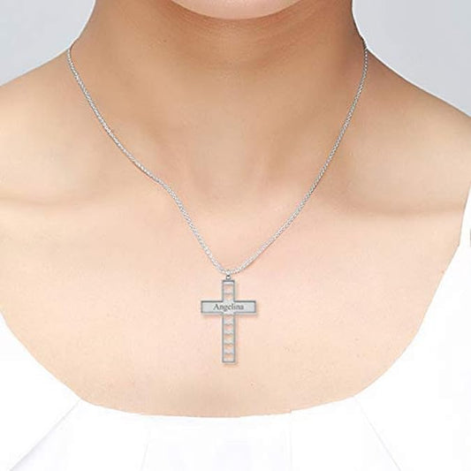 Personalized 925 Sterling Silver Cross Necklace