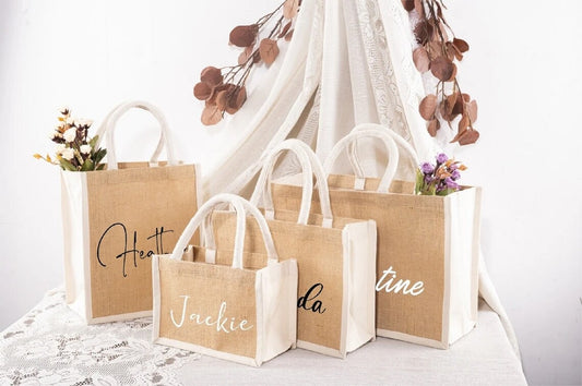 Custom Tote Gift Bags-Bridesmaid Burlap Tote Bags, Bridesmaid Bag gift