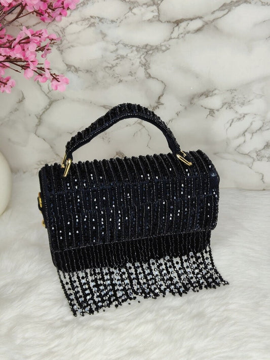 Designer Suede Embroidery Flap Clutch/Hand Bag