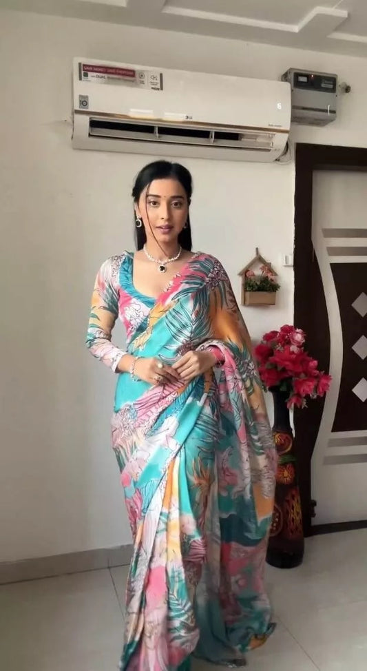 Pure Soft Georgette Digital Print Ready To Wear Sari
