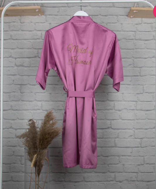 Personalised Satin Robe - Mauve