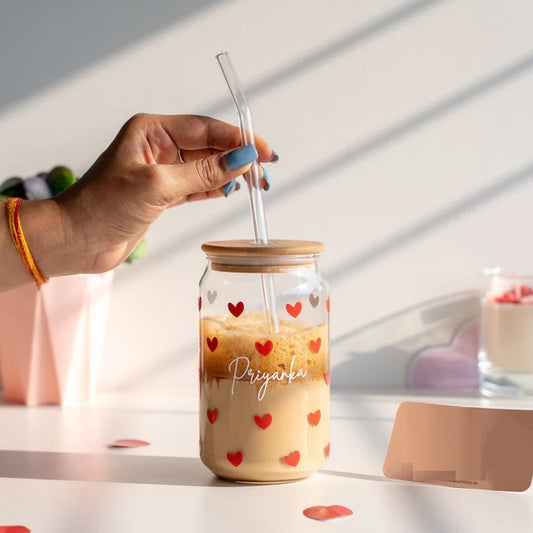 Personalized Can Glass Tumbler - All Heart