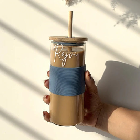 Personalized Tumbler with Bamboo Lid and Straw