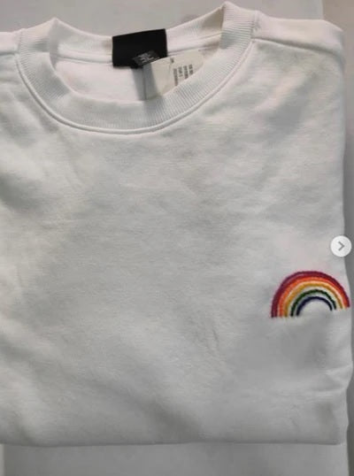 Rainbow Hand Embroidery Drop shoulder T-Shirt (UNISEX)