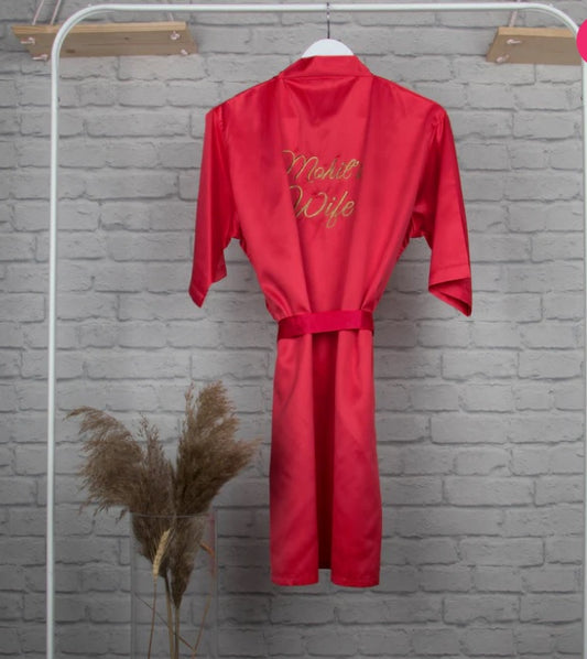 Personalised Satin Robe - Red