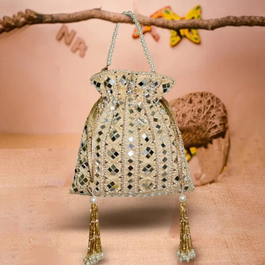 Designer Heavy Mirror Work Potli Bag