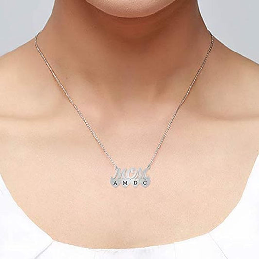 Personalised 925 Sterling Silver Mom Heart Message or Initial Necklace Pendant