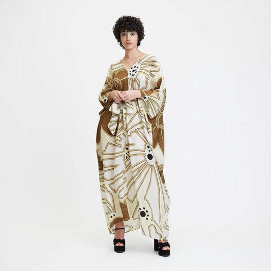 French Moss Kaftan,Unique Print Caftan For Women's