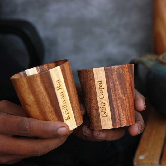 Personalized Wooden Tea & Coffee Cup Set