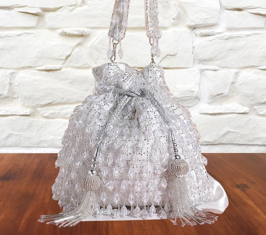 Designer Heavy Crystal Hangings Potli Bag