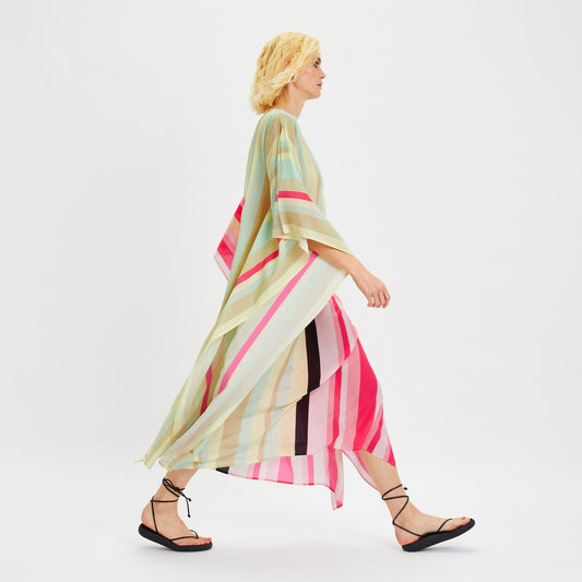 Women's Printed Silk Crepe Long Kaftan