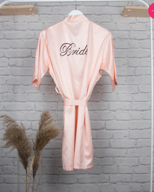 Personalised Satin Robe - Peach