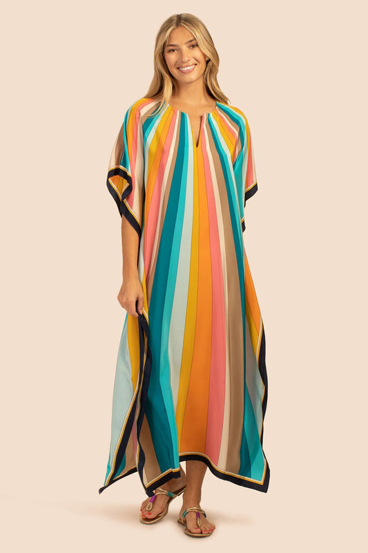 Women's Printed Silk Crepe Long Kaftan