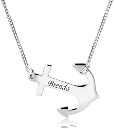 Personalized Anchor Necklace for Men Women Names Engraved