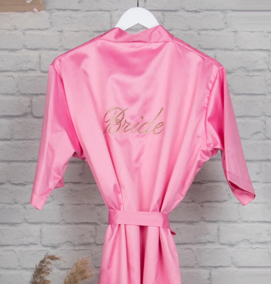 Personalised Satin Robe - Barbie Pink