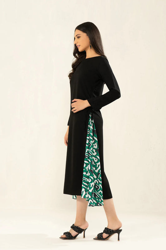 Black Viscose Rayon Long Kaftan For Women's