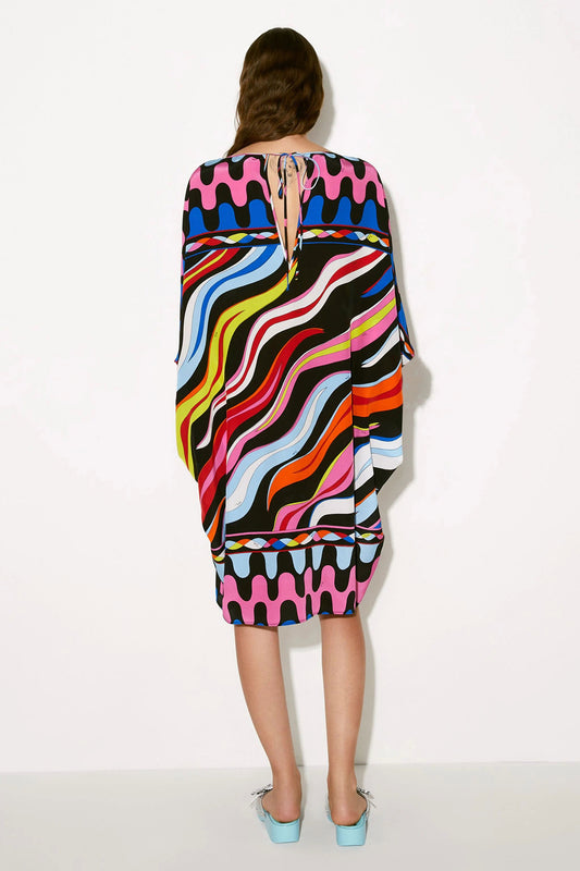 Silk Crepe Digital Printed Multi Color Caftan   For Women's Short Kaftan