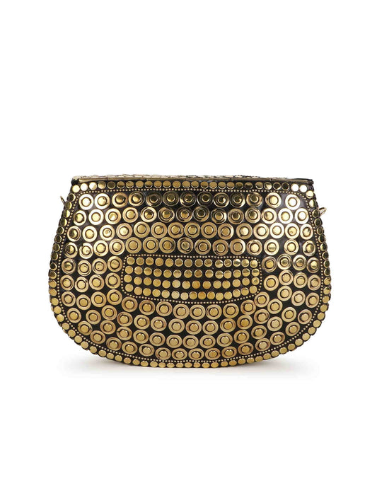 Mosaic Embellished Metal Clutch