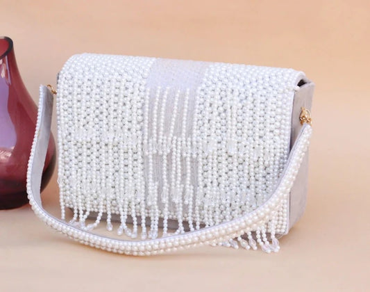 Pearl And Beads Work Clutch