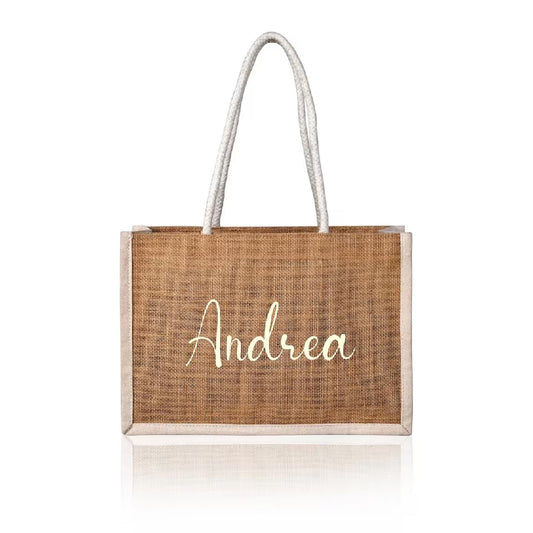 Personalized Beach Bag Custom Jute Tote Bag