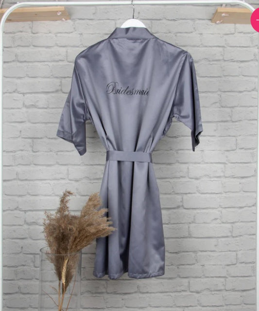 Personalised Satin Robe - Grey