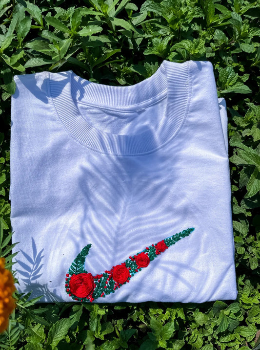 Swoosh Hand Embroidery Oversized T-Shirt