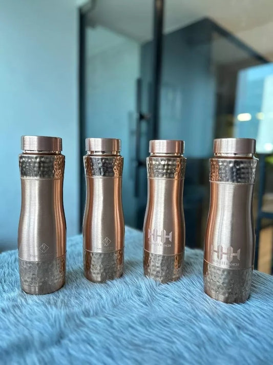 100 % Pure Personalise Copper Drinking Water Bottle Ayurveda Yoga Health Benefit