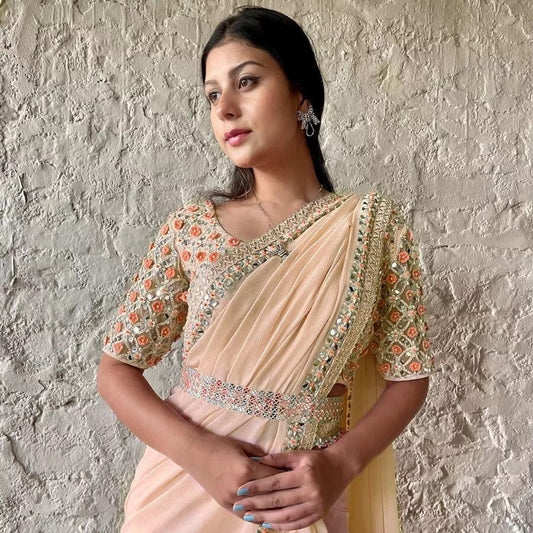 Faux Georgette Classic Traditional Look Saree & Blouse