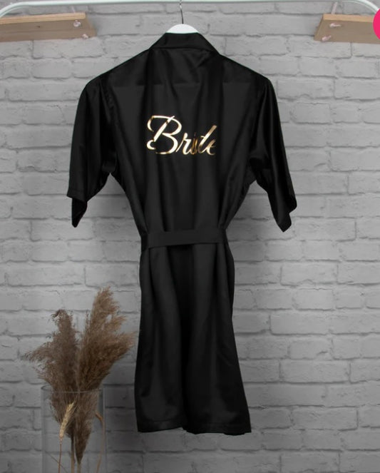 Personalised Satin Robe - Black