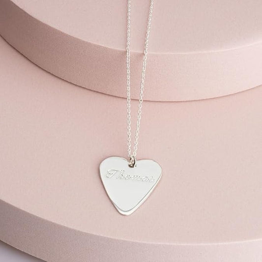 Personalized 14K Gold-Plated or Sterling Silver Engraved Heart Necklace