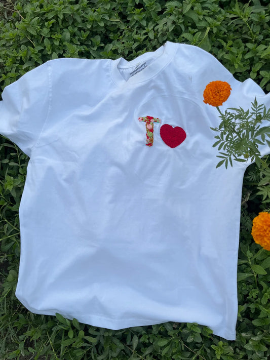 Name Initials With Heart Customised Hand Embroidery Oversized T-Shirt (UNISEX)