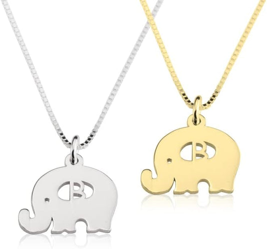 925 Sterling Silver Elephant Custom Name Necklace