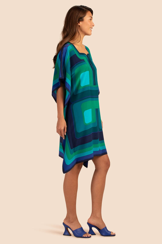 Beach Wear Silk Crepe Printed Short Women's Kaftan