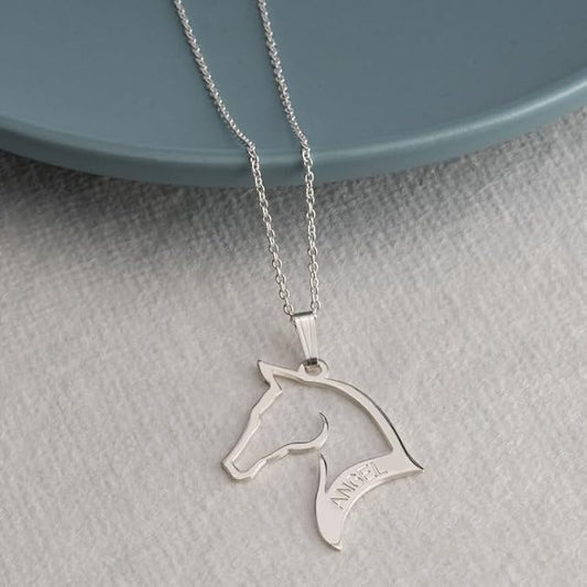 Personalized Engraved Horse Name Necklace