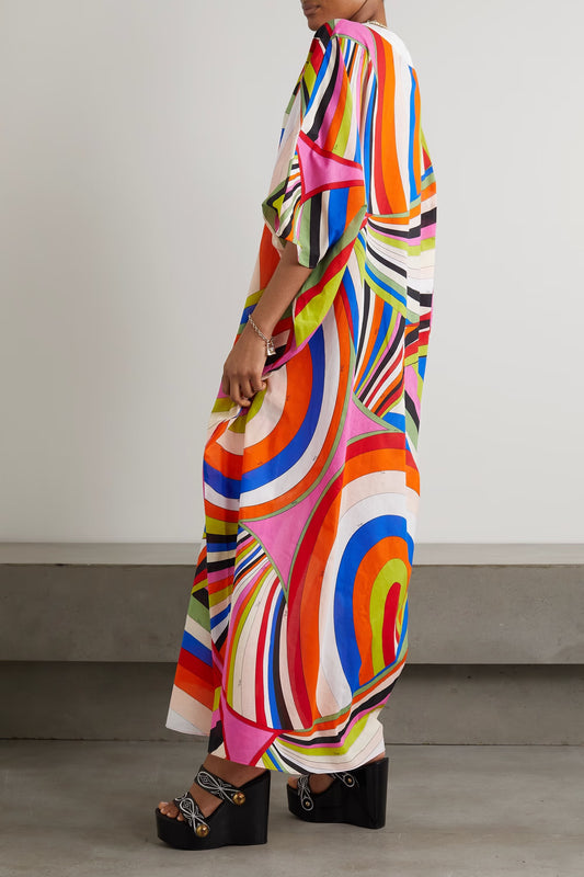 Soft Cotton Blend, Printed Caftan For Women's