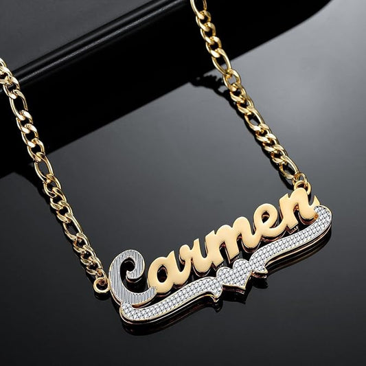 Personalized Name Plate Necklace 18K Gold