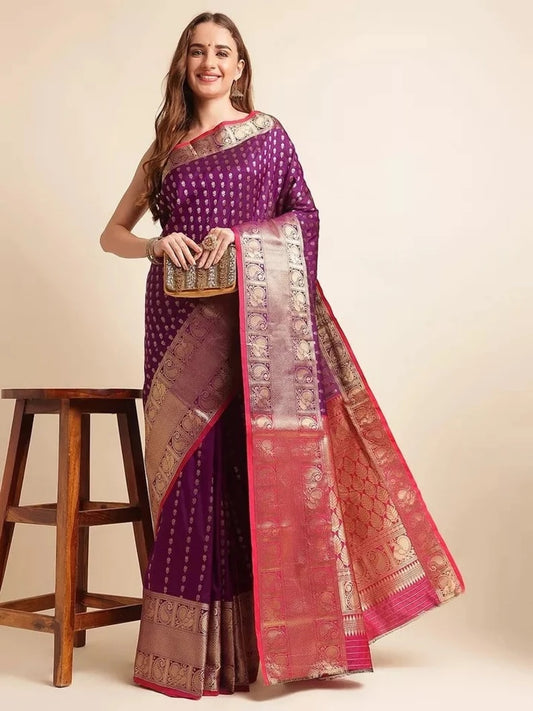 Banarasi Silk Saree With Blouse For Women's