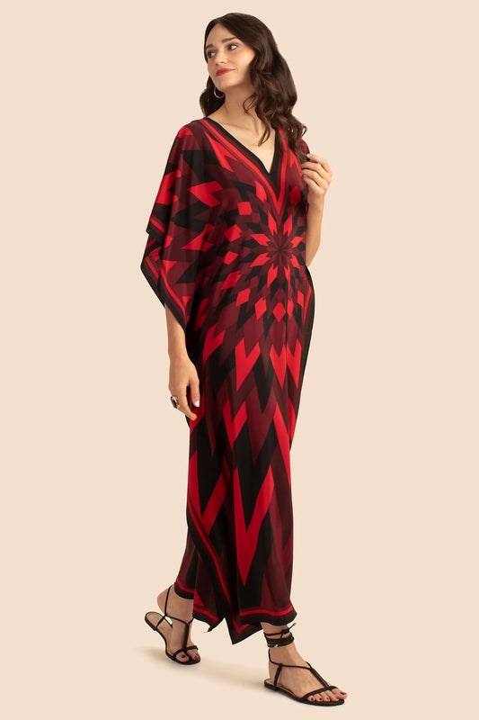 Long Dresses, Silk Crepe Digital Printed Kaftan For Women's