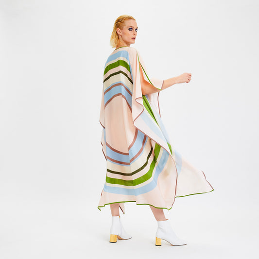Lightweight Silk Crepe Kaftan, Comfortable Beachwear, Women's Kaftan