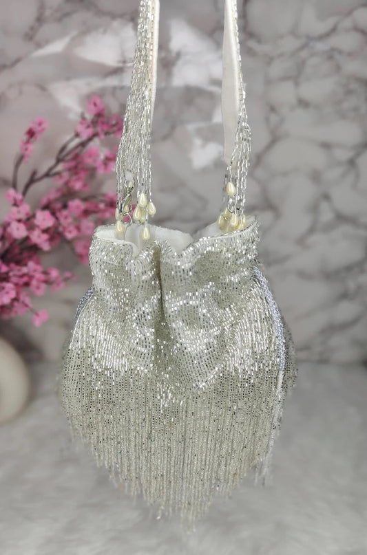 Designer "V" Shape Fringes Potli Bag