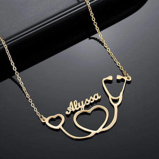 Personalized Stethoscope Name Necklace